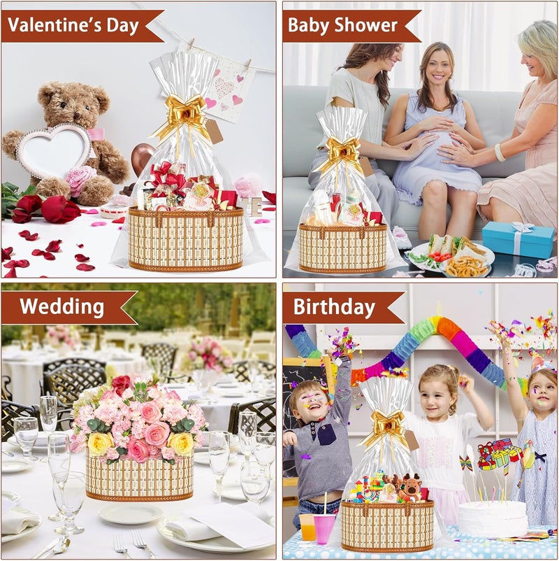 Dreamtop 3 Set Baskets for Gifts Empty, Woven Bamboo Gift Basket Empty Large with Handles, Sturdy Gift Basket Kit Empty to Fill for Christmas Birthday Baby Shower Wedding Gift - Image 5